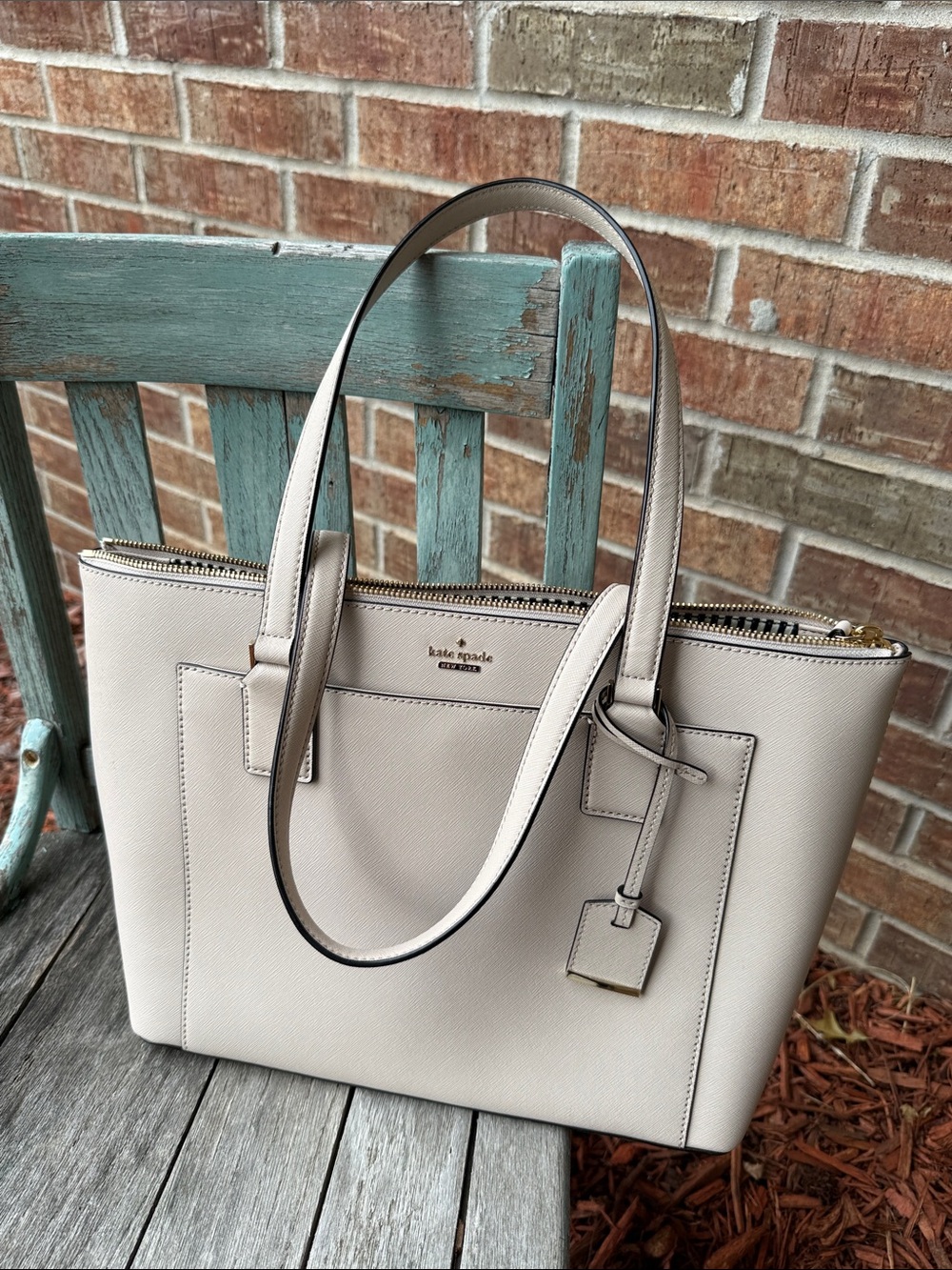 kate spade Cameron Street Audrey Handbag in a light beige “Tusk” w/gold accents